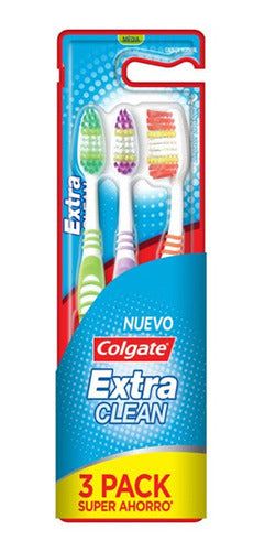 Colgate Extra Clean Dental Toothbrush Pack of 3 0