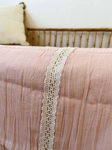 Bed End Old Pink Gauze with Cotton Lace - 200x50 cm 7