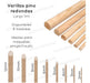 Set of 3 Round Pine Wood Dowels 4mm Cylindrical Lathes 2