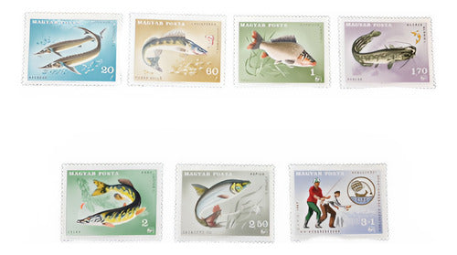 Hungary Stamp Collection Theme Fish 7 Mint Stamps Year 1967 0