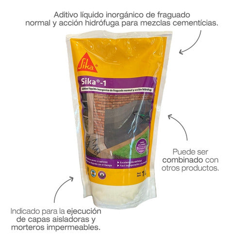 Sika 1 Hidrofugo Tipo Cerecita Revoque Carpeta Mortero 1kg 2