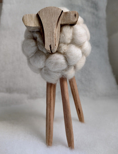 Decorative Wooden and Felt Sheep 0