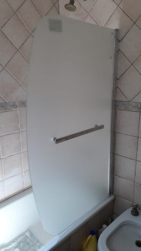 Gloa Framed Curved Frosted Folding Shower Screen with Towel Bar 140x90 1