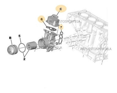 Enfriador De Aceite Citroen C4  2.0 16v Nafta + Orings 1