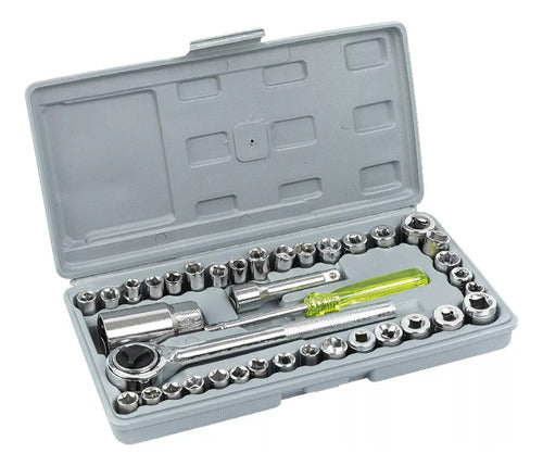 Generic Toolbox Set Socket Wrench Kit 40 Pieces Case 0