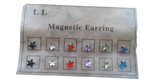 L&L Blister of 12 Colorful Star Magnetic Earrings 0