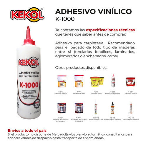 Cola Vinilica De Carpintero Kekol K1000 Para Madera 250 Gr 2