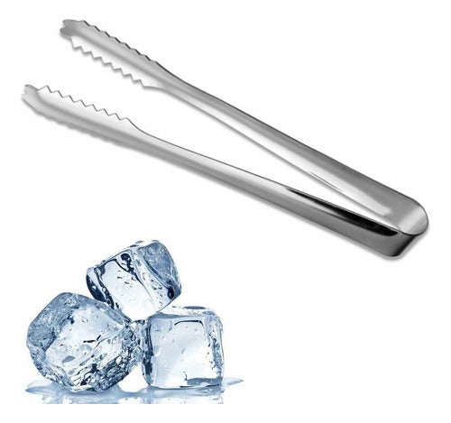 3 Pinza Para Hielo Acero Inox Hielera Gastronomía Bar Cocina 0