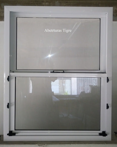 Aberturas Tigre White Aluminum Guillotine Windows 90x120 Whole Glass 4mm 1