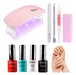 Perfucasa Mini UV LED Nail Lamp 6 Watts + Base Coat + Top Coat + 2 Nail Polishes & Accessories 0