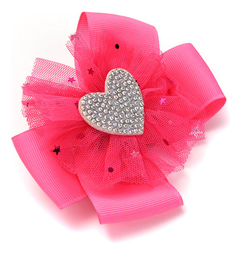 Mini Lucy Hair Bow Heart Tulle Bulk Dozen 2