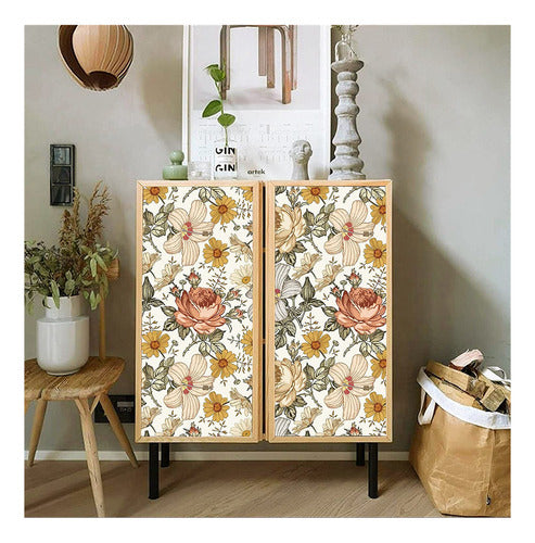 Blooming Wall Multicolor Beige Peony Daisy Wallpaper 2