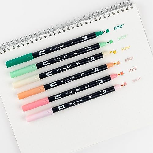 Tombow Just Peachy Double-Ended Brush Markers Set of 6 4