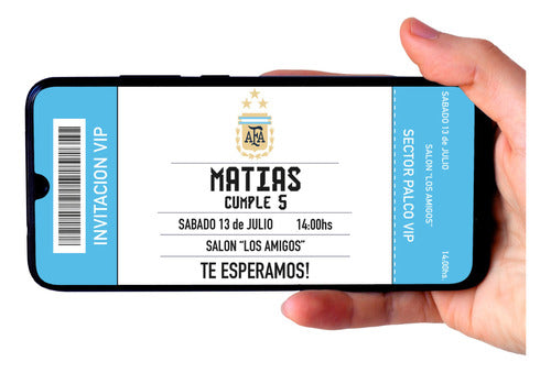 Digital Birthday Invitation Card Argentina Soccer Theme 0