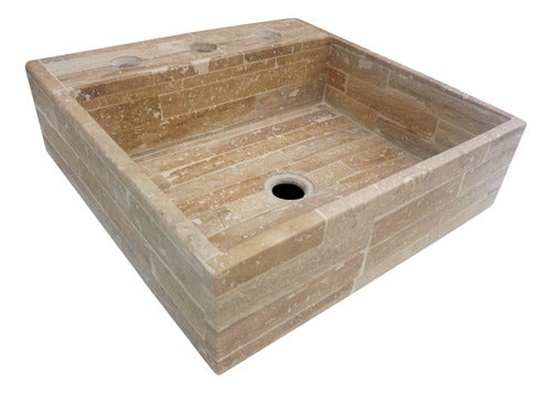 Pygmalion Artesanías Square Travertine Sink 40x40x12cm 1