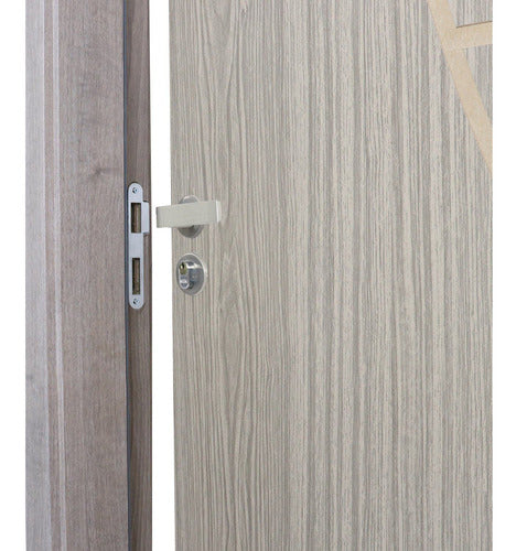 Kit Porta De Madeira Decorada 215x94cm Com Batente De Mdf 3