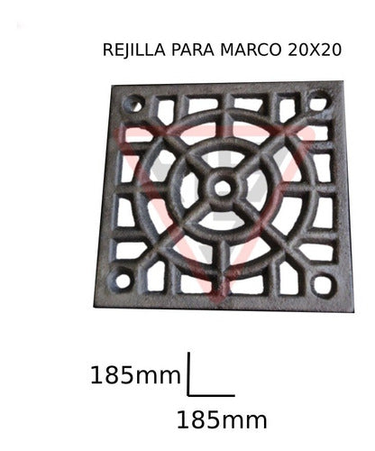 Herrajes 9 de Julio Rejilla Fundición Hierro Sin Marco 18.5x18.5cm 0