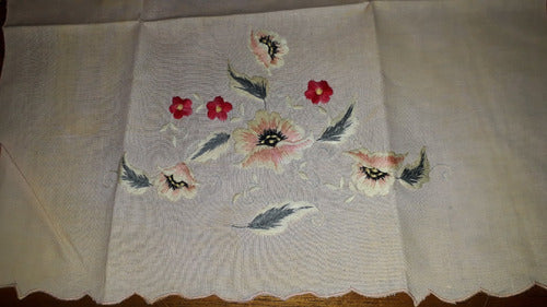 Hand Embroidered Vanity Towel Cover 100% Cotton - Pale Pink 1