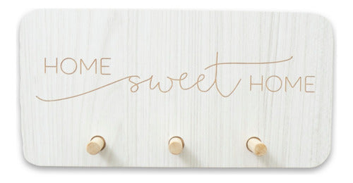 Wooden Key Holder - #03 Home Sweet Home Rec - 20 x 10 cm 0
