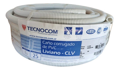 Tecnocom Caño Corrugado Blanco 3/4 Liviano X 10 Rollos 25 Mt 0