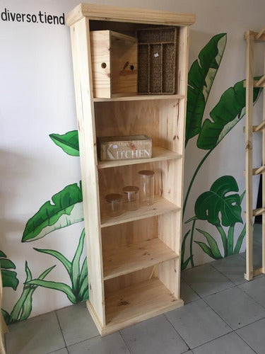 Wooden Pine Bookshelf 60cm Wide Straight Style 3