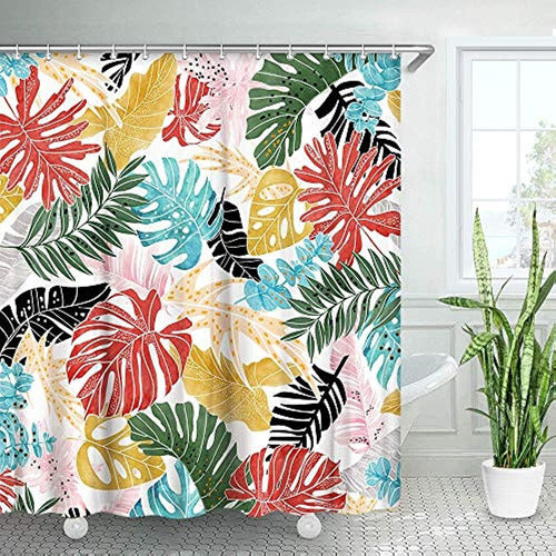 LIVILAN Tropical Monstera Shower Curtain 0