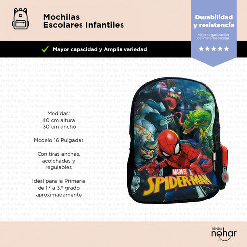 Mochila Spider Man Villanos Marvel Escolar Infantil 40x30 Cm 1