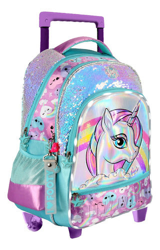 Footy 18-Inch Backpack with Cart, LED Lights, and Sequins 0