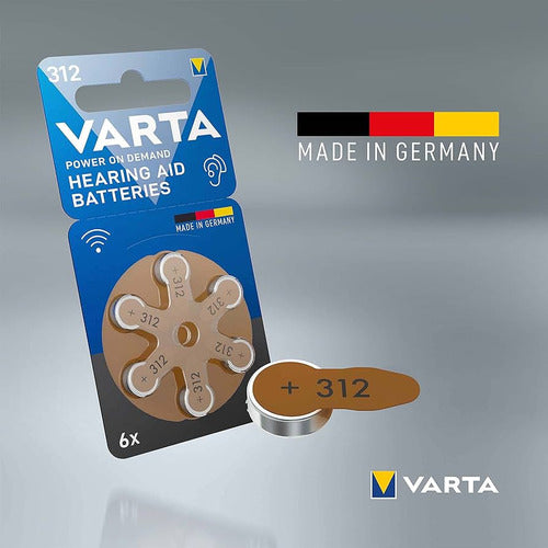 Varta Hearing Aid Batteries 312 Made in Germany Box of 60 2