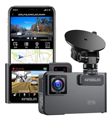 Kingslim D1 Pro 2K Dash Cam Frontal e Interior Con 0