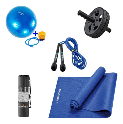 Ranbak Kit9 Mat + Rope + Resistance Bands + Ab Wheel + Ball with Free Shipping 0