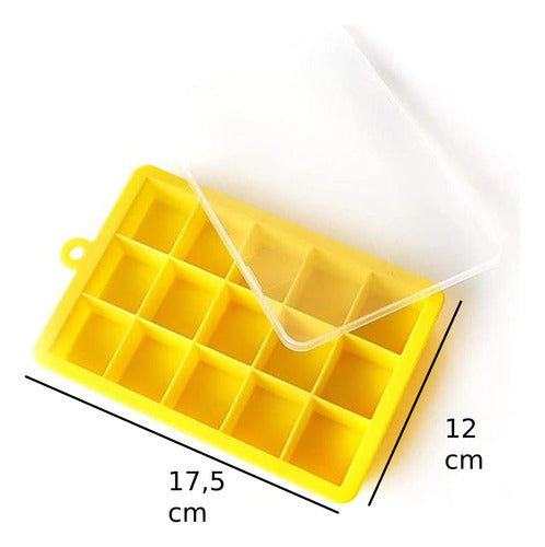 FR Silicone Ice Cube Tray with Stackable Lid - Square Ice Cubes Suitable for Oven 1