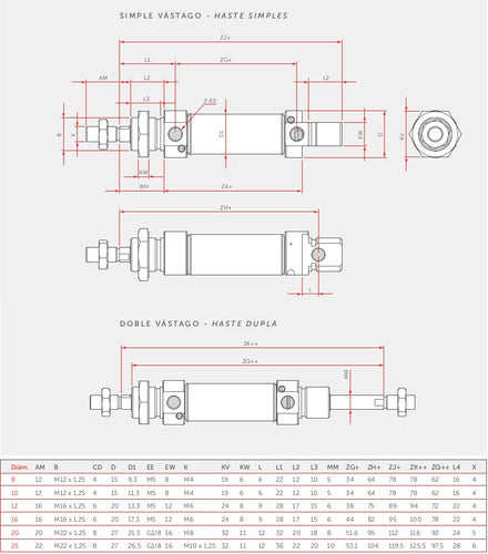 Intor Pneumatic Cylinder ISO6432 Double Effect 25 X 75 Mm 1