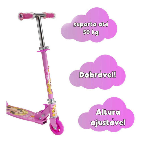 Patinete 6 7 8anos De Menina Rosa E Lilás Divertido Dobrável 1