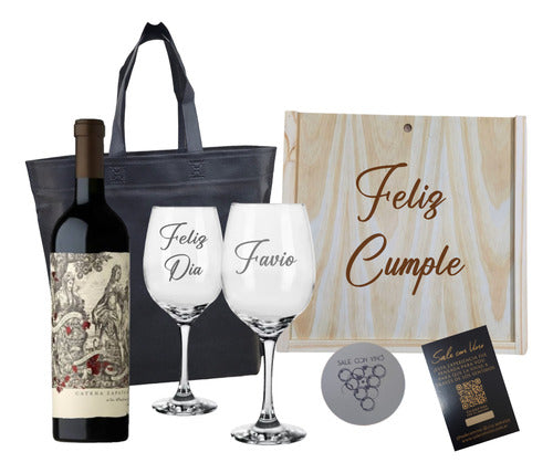 Malbec Argentino Box with Wine + 2 Glasses + Engraving 0