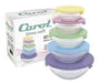 Carol Set 5 Bowls Vidrio Con Tapa Plastica Colores Pastel 1