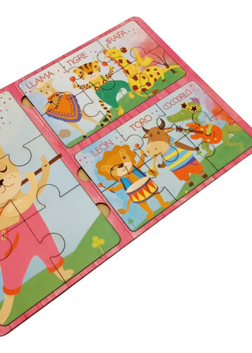 Musical Little Animals Wooden Puzzles Set of 3 - 6-Piece Each 3