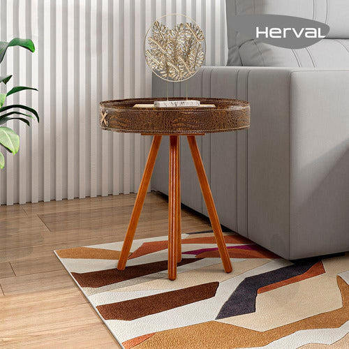 Mesa Lateral Redonda Herval Salt, Laminado Natural, 48x43 Cm 1