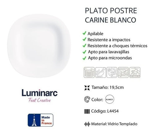 Luminarc Carine Dessert Plate 19 cm Tempered Glass White / N 1