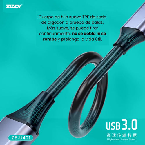 Zeqi Multiplicador De Puertos (USB Macho 4 Puertos USB 3.0) 6