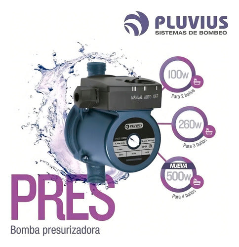 Pluvius Combo Bomba Presurizadora Agua Pluvius PRES 100W + Soporte 1