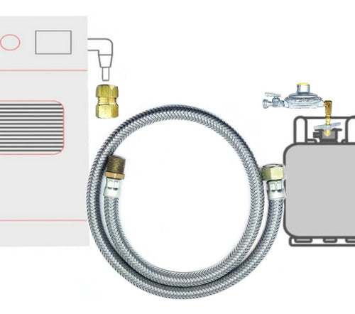 Regulador Horizontal De Gás + Mangueira De 1,200m + Adaptado 2