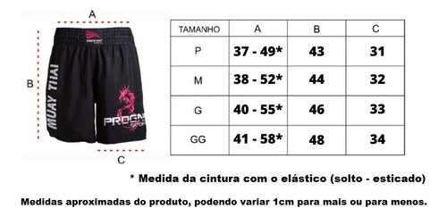 Shorts Calção Bermuda Para Muay Thai Luta Progne Preto 2