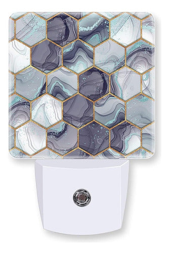 MSEAANBK Night Light Plug Into Wall Hexagon Golden Blue Marble 0