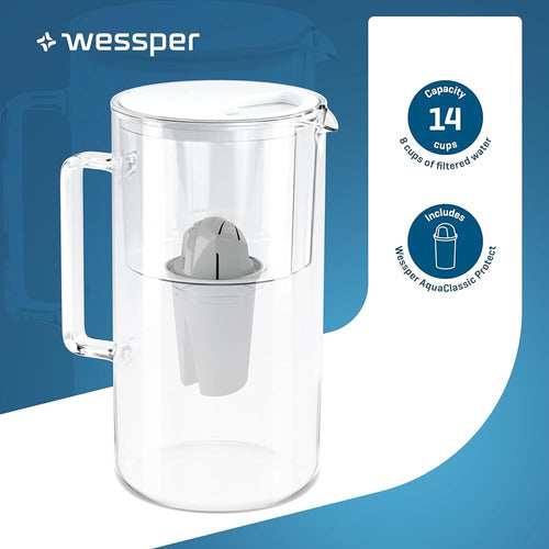 Wessper D2 Jarra De Filtro De Agua De Vidrio Blanco De Boros 1