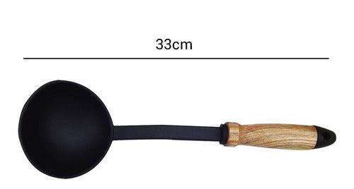 Soup Ladle Kitchen Utensil with Wooden Handle and Nylon Tip 1