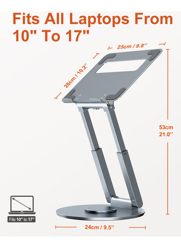 Tounee Soporte De Altura Ajustable Para Laptop Con Base Gira 3