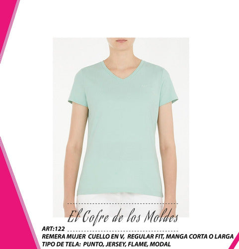 El Cofre de Los Moldes - Digital V-Neck Women's T-Shirt Mold, Sizes 3XL to 7XL Pack 0