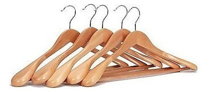 Gugertree Pack 5 Extra Wide Solid Wood Hangers, Strong Hook 1