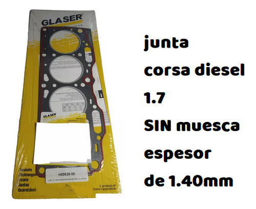 Glaser Junta Tapa Cilindro Chev. Corsa/Combo Diesel 1.7 Sin Muesca 1